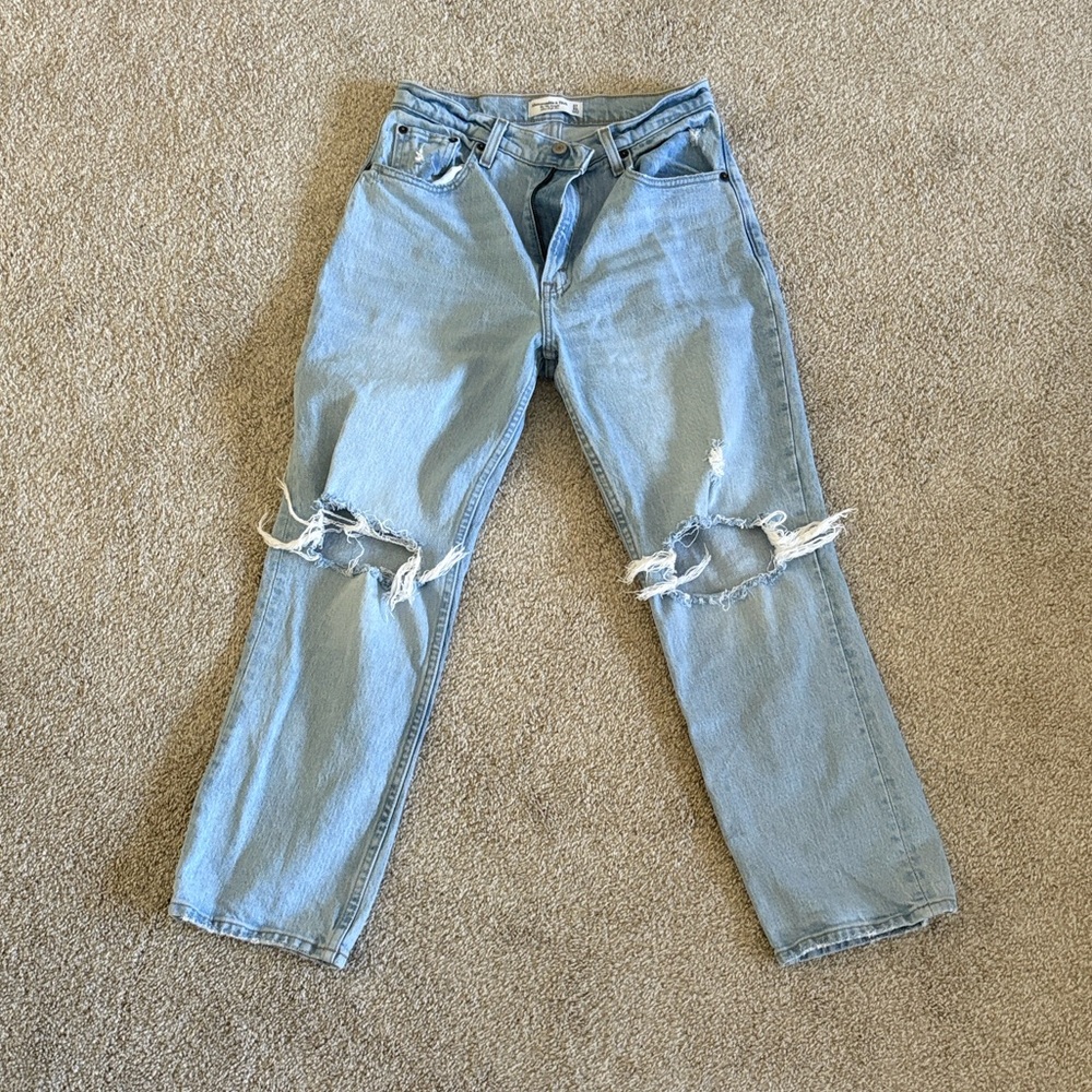 Abercrombie & Fitch The 90s Straight Ultra High Rise Light Blue Women's Jeans